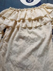 Cream Ruffle Off-Shoulder Top