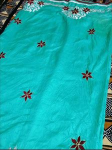 Gorgeous 👌👌Teal Saree with Floral Embroidery