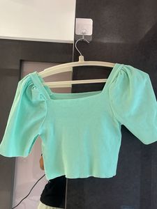 Mint Green Square Neck Top