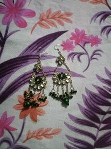 Stunning Emerald &amp; Crystal Dangle Earrings