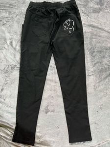 Black Graphic Print Pants