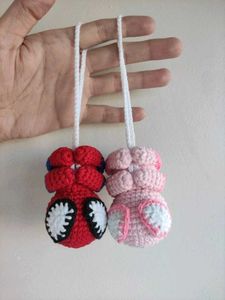 Handmade Couple Crochet Spiderman Keychains