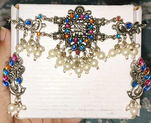 Oxidised Peacock Jhumka Set