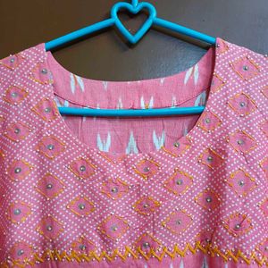 Pink Printed Kurta Set with Pants