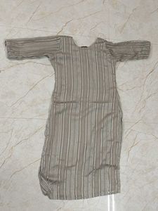 Elegant Striped Kurta with White Embroidery