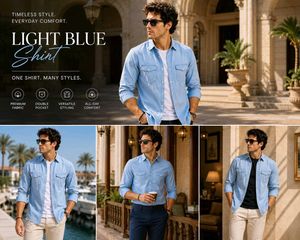 Men's Premium Light Blue Denim Shirt