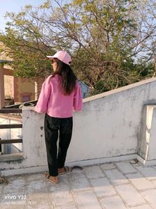 Pink Sweater &amp; Black Pants Outfit