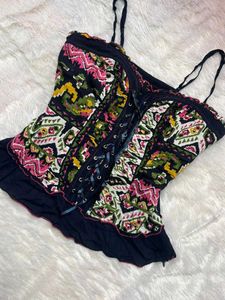 Boho Print Corset Top