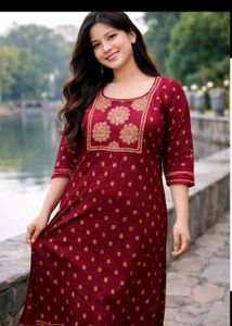 Maroon Kurta with Gold Print
