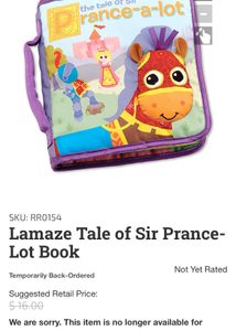 Authentic Lamaze Sir Prance-a-lot Soft Book