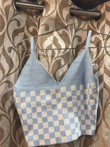 Checkerboard Knit Crop Top
