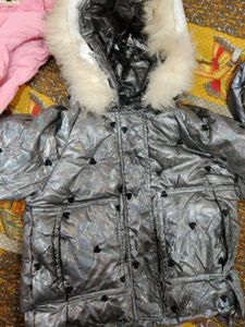 Girls' Sparkly Heart Puffer Jacket