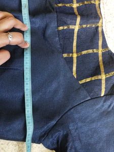 Elegant Navy Blue Blouse with Gold Accents