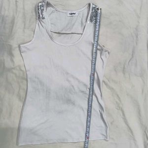 White Tank 👗Top with Sequins