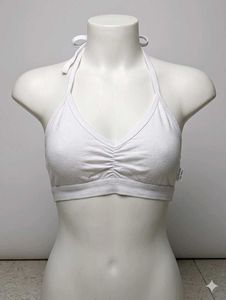White Halter Neck Sports Bra