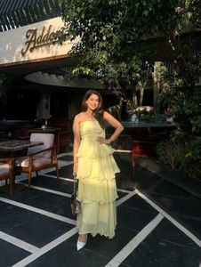 Yellow Tiered Strapless Maxi Dress