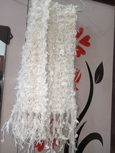 Fluffy White Scarf