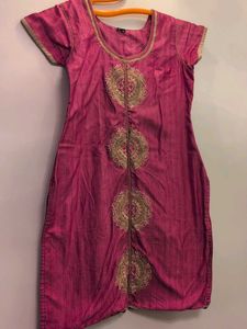 Beautiful Embroidered Pink Kurta with dupatta
