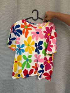 Zara Colorful Floral Print T-Shirt