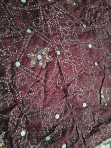 Maroon Embroidered Sari with Mirror Work