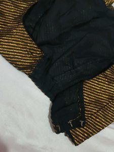 Sparkling Gold Striped Halter Neck Blouse