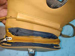 Tan Crossbody Exotic Bag with Silver Clasp