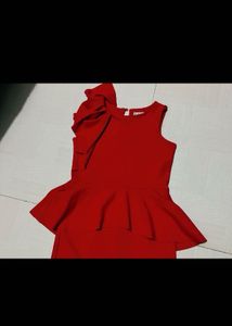 Elegant Red Peplum Gown