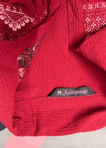 Red Bell Sleeve Embroidered women top