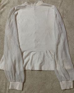 Vintage-Inspired Sheer Sleeve Blouse