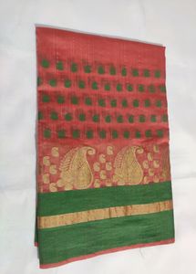 Golden Zari Kolka Design Saree