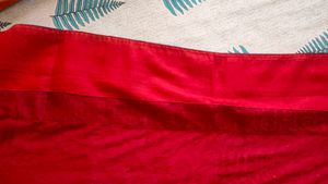 red designer saree with big border