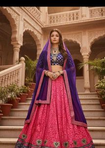Unstitched Lehenga Pink  With Dupatta