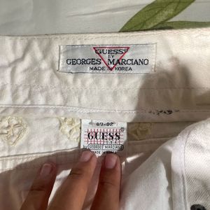 White Denim Mini Skirt with Embroidery