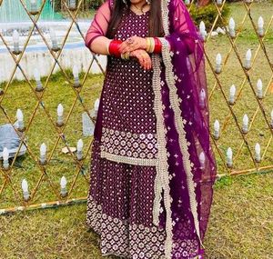 Elegant Purple Embroidered Kurta Set