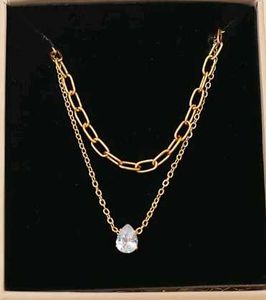 Double Layered Gold Necklace with Pendant