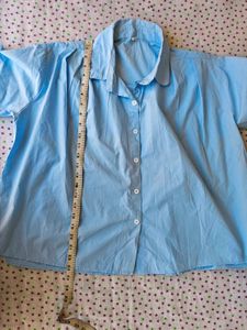 Light Blue Oversized Button-Up Shirt