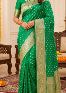 Stunning Green Banarasi Silk Saree