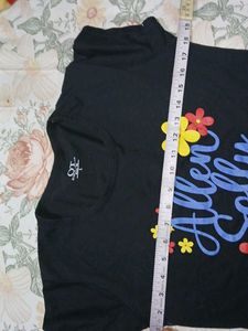 Allen Solly Black T-Shirt with Floral Print