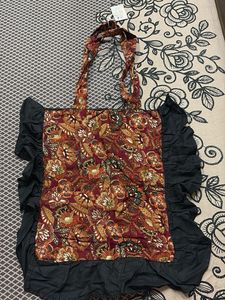 Floral Tote Bag with Ruffle