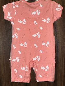 Cute Pink Baby Romper with Cat Print