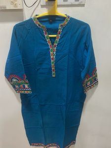 Teal Embroidered Kurta