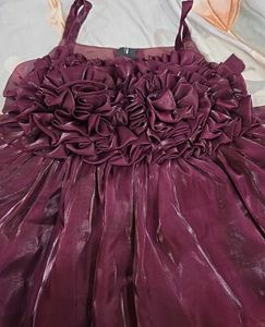Elegant Burgundy Ruffled Gown