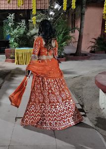 Orange Embellished Lehenga Choli Set