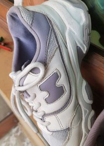 White &amp; Lilac Chunky Sneakers