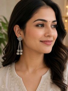 Oxidized Silver Jhumka Earrings