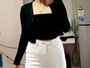 Black Cropped Cardigan