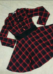 Red Plaid Shirt Dress