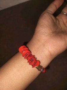 Red &amp; Silver Beaded Bracelet