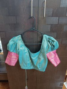 vibrant pink with blue half saree