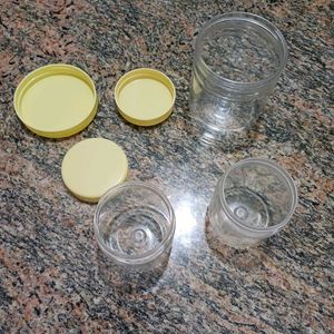 Set of 5 Clear Plastic Jars